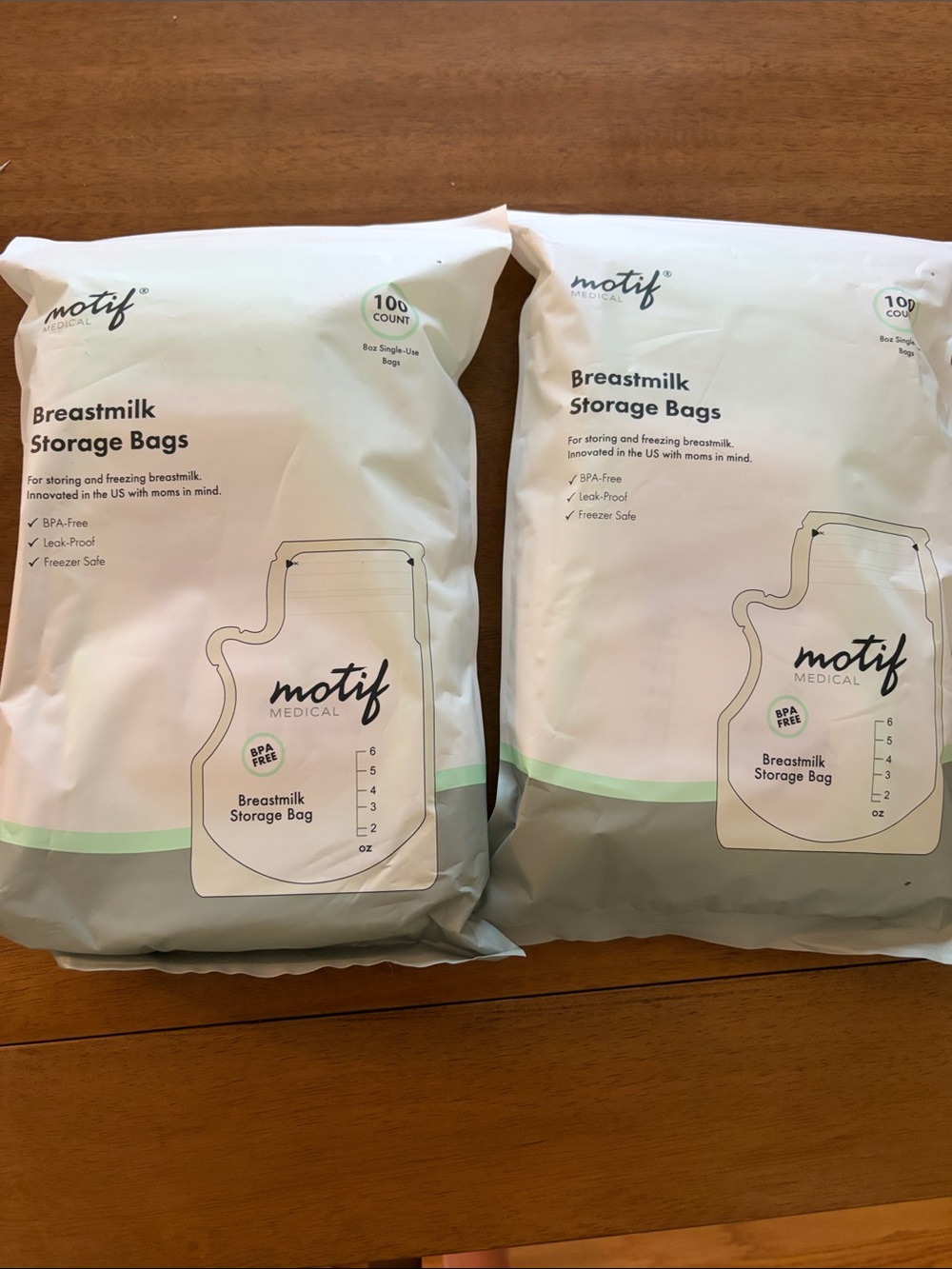 Motif Medical White & Mint Breastmilk Storage Bags - BPA-Free, 100 Count